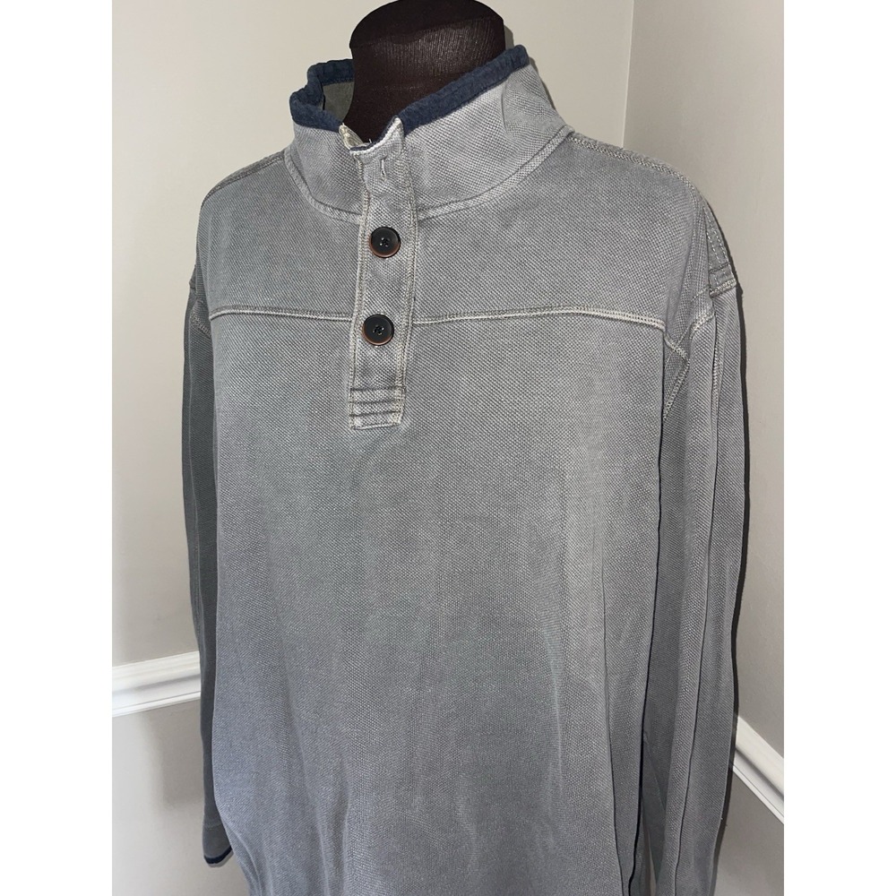 Carbon 2 Cobalt 9 Yards Henley Textured  Sweatshirt Pullover Mens‎ 2XL Gray